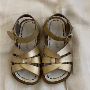 Girls Gold Saltwater Leather Sandals